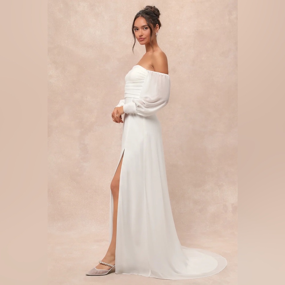 NEW w/tag Lulus Adorna White Off-the-Shoulder Maxi Dress - Picture 3 of 12